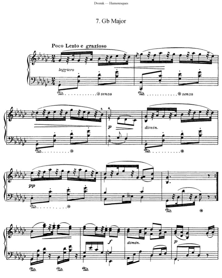 8개의 유머레스크 Op.101 악보 첫 페이지 미리보기
