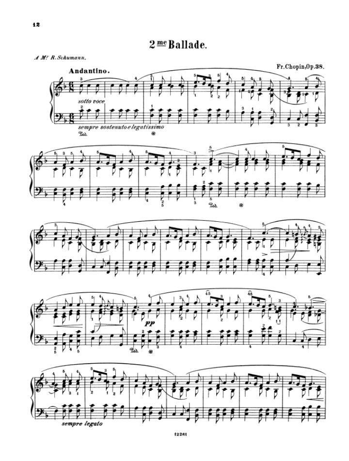 발라드 2번 Op.38 악보 첫 페이지 미리보기