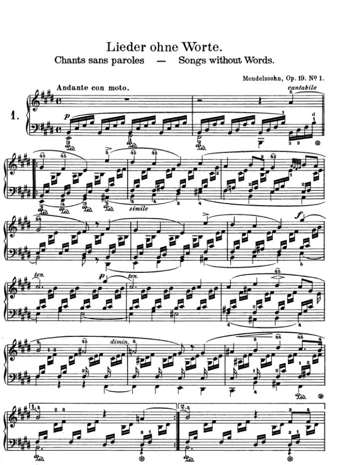 무언가 Op.19 No.1 악보 첫 페이지 미리보기